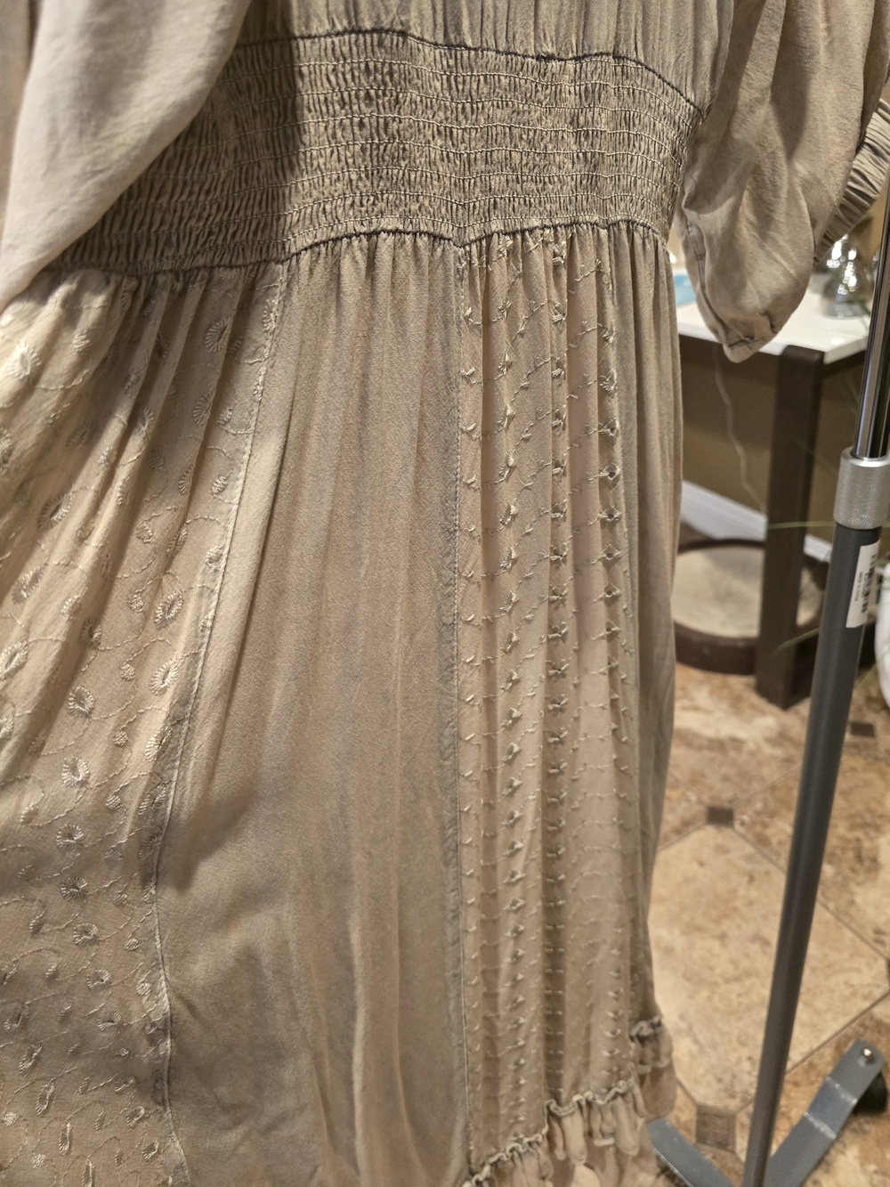Young Threads Ruffled Dress in Light Taupe, NWOT, 100% Viscose - Picture 5 of 7